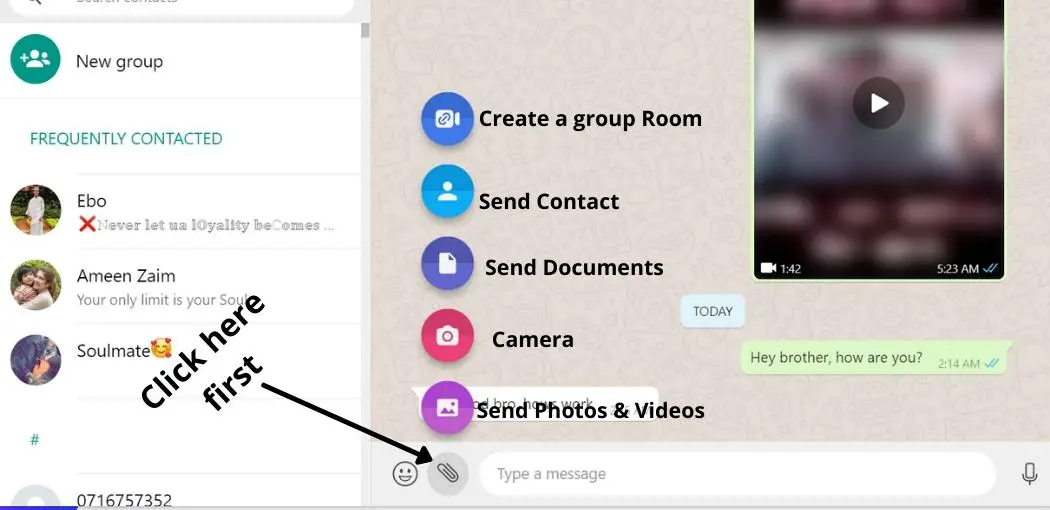 Step 6: How to Use WhatsApp On A Laptop; Sending more staff via WhatsApp