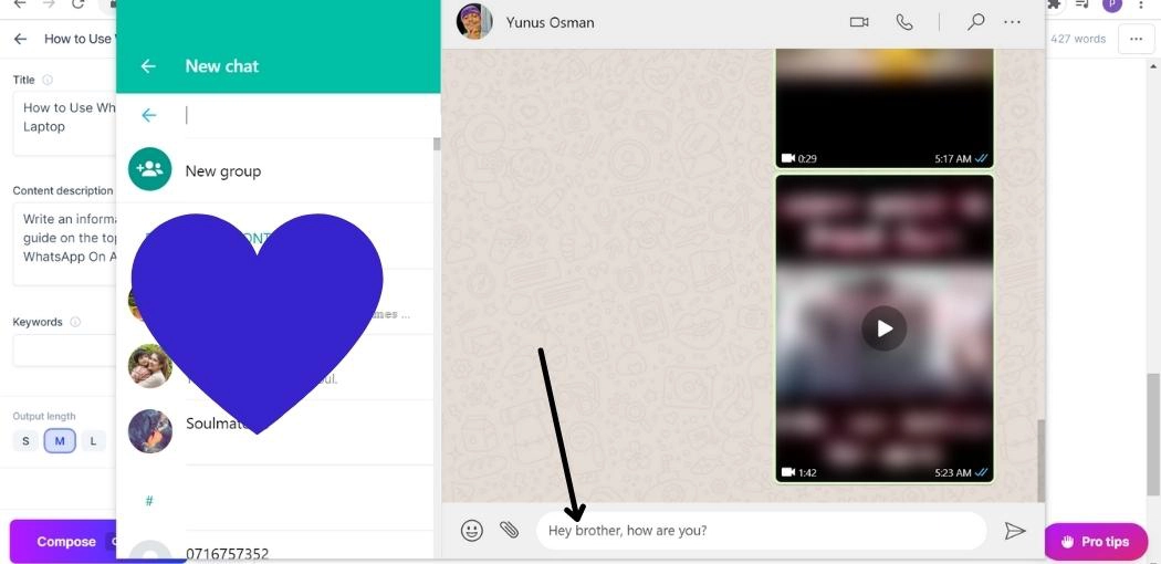 Step 5: How to Use WhatsApp On A Laptop; Send a message | How to Use WhatsApp On A Laptop