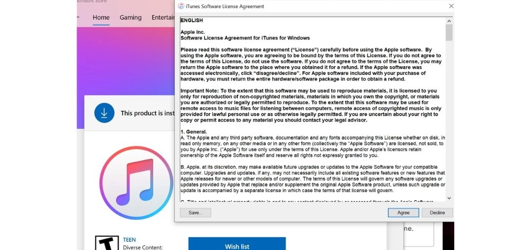 Step 4: Select "Agree" on the window showing iTunes Software License Agreement | How to Get iTunes on Windows