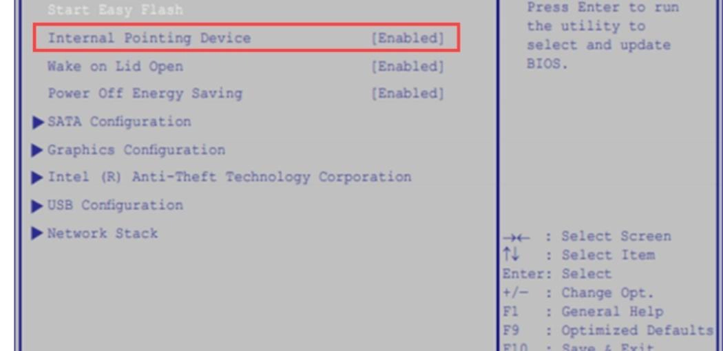 Disable Touchpad via the BIOS or UEFI