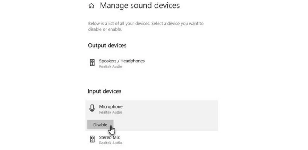 Use Manage Sound Devices to disable your laptop microphone